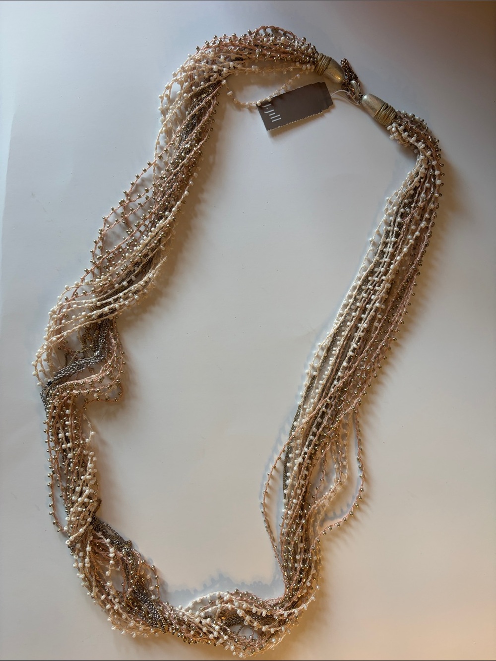 J. Jill Multi-Strand Pearl and Bead Necklace - Cream & Gold (B5)